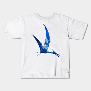 Blue Pteranodon Watercolor Painting Kids T-Shirt